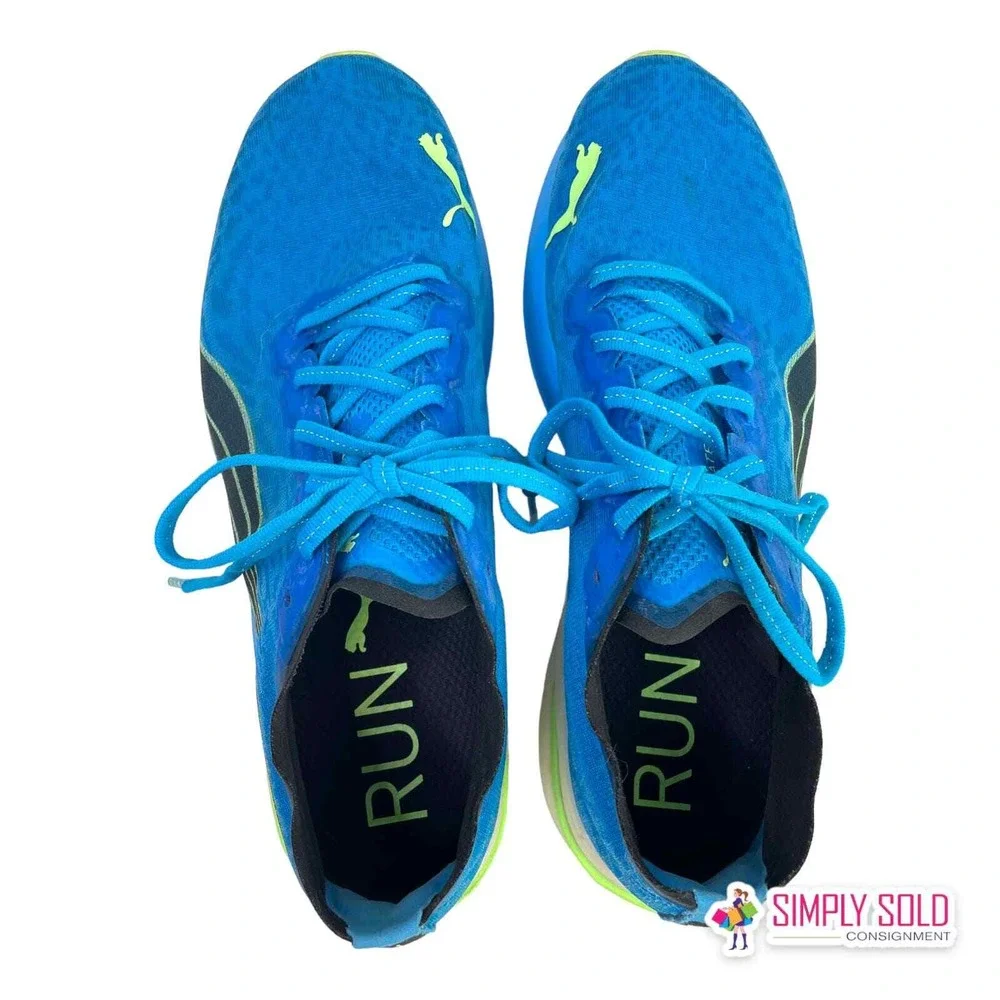 Puma‎ Deviate Nitro Wildwash Running Shoes Mens 11 Blue Mesh Lace Up Sneakers